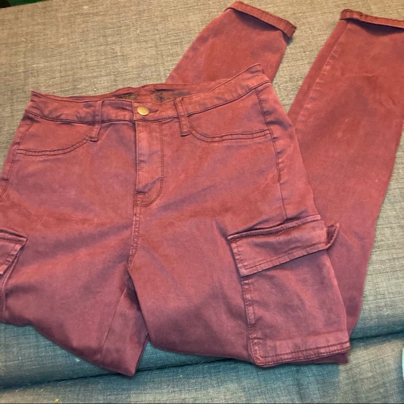 Maroon Military Cargo Jogger Style Pants - Picture 4 of 4